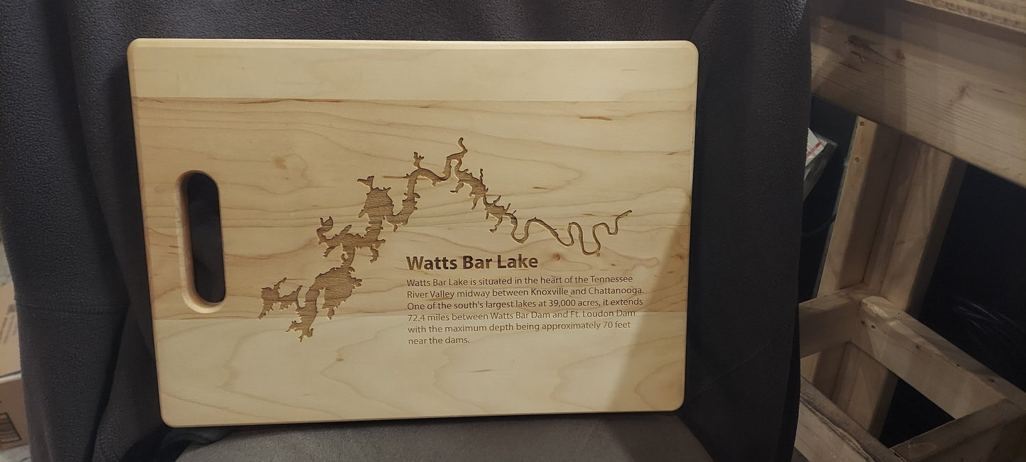 Fort Loudon Lake Laser Engraved Cutting Board