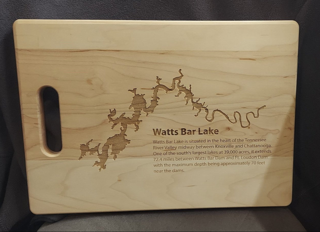 Fort Loudon Lake Laser Engraved Cutting Board